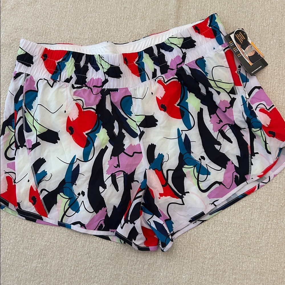 NWT Avia Active Running Shorts with Bike Liner & Pocket Colorful Spandex Size 20